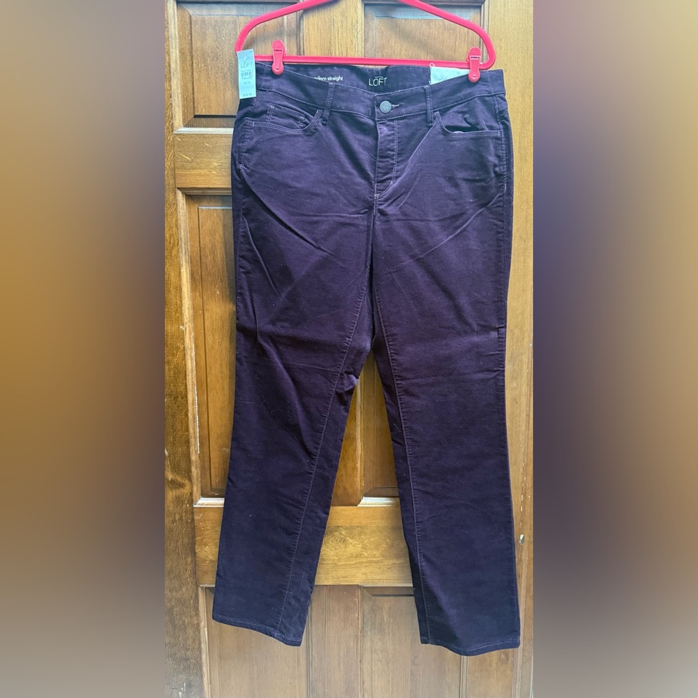LOFT Deep Purple Corduroy Trousers
